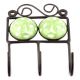Pea Green Ceramic Floral Tiles Hooks 